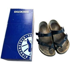 Birkenstock Mayari Black Birko Flor Faux Leather Sandals 37 Regular Width w/ Box